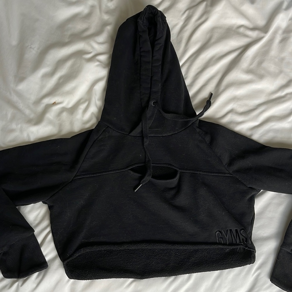 Black gymshark cropped hoodie size small